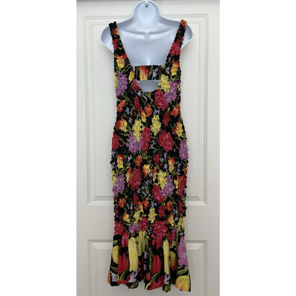 By Anthropologie Yukiko Noritake NWT Square-Neck Pebble-Smocked Dress Size S/M - Picture 8 of 16